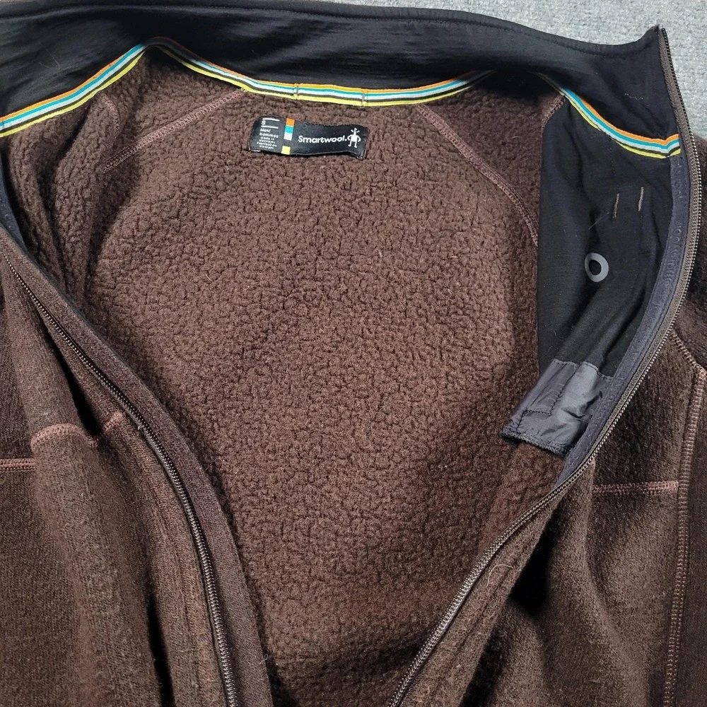 Smartwool Jacket Mens‎ Small Brown Wool Fleece Full Zip Thermal Outdoor SWOSP638